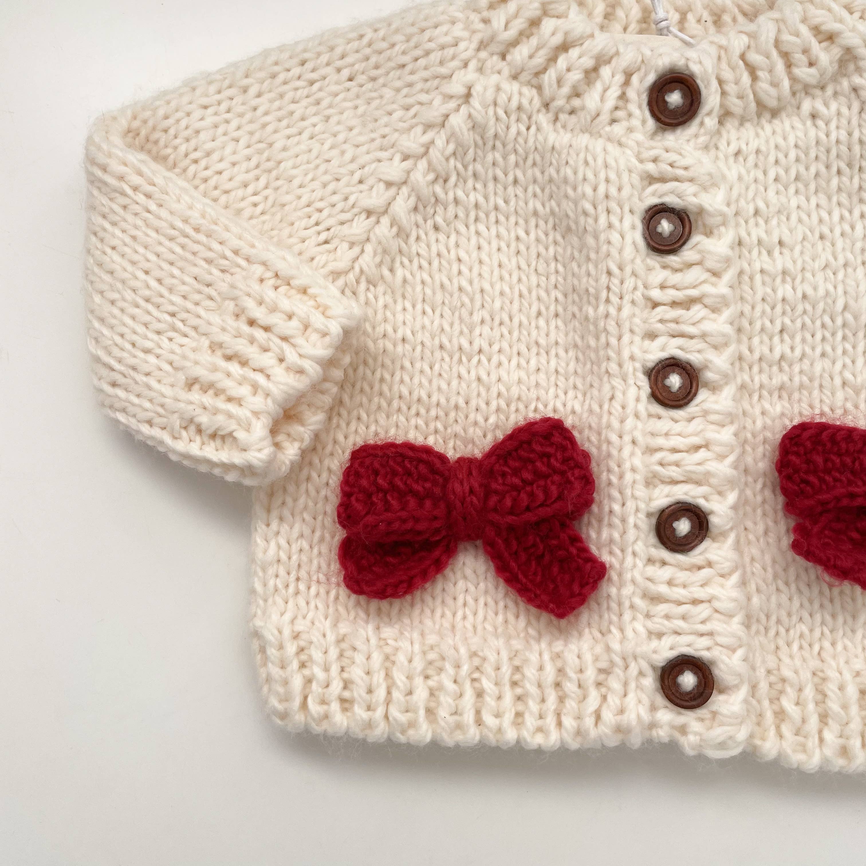 Red Bow Cardigan Kids Baby Sweater Christmas Holiday Love