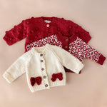 Red Bow Cardigan Kids Baby Sweater Christmas Holiday Love