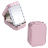LED Light Mirror Jewelry Case- Pink