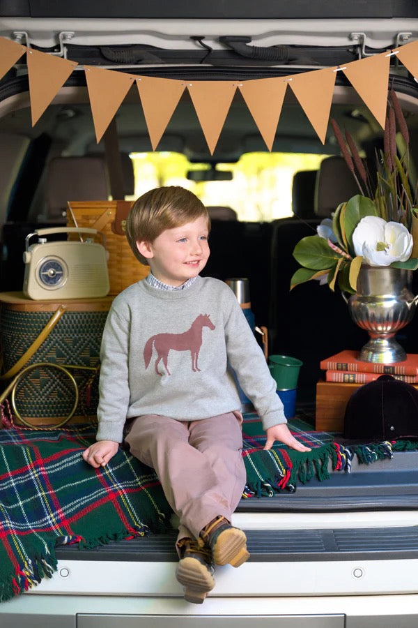 Isaac's Intarsia Sweater - Grantley Gray with Horse