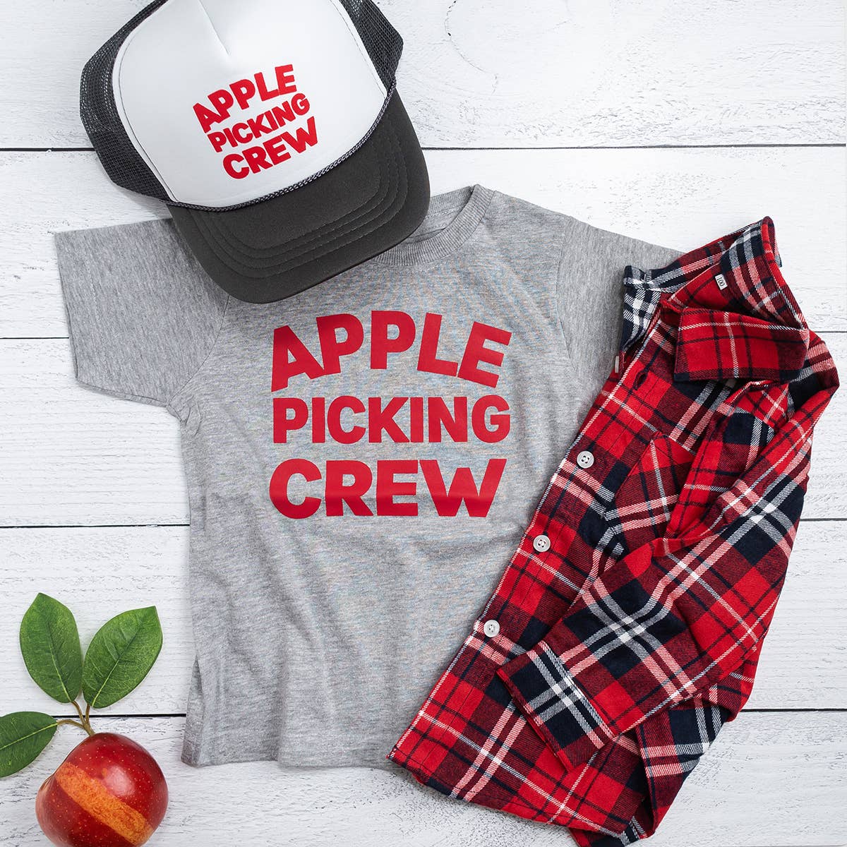 Apple Picking Crew Trucker Hat - Gray/White - Après NJ