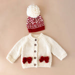 Red Bow Cardigan Kids Baby Sweater Christmas Holiday Love