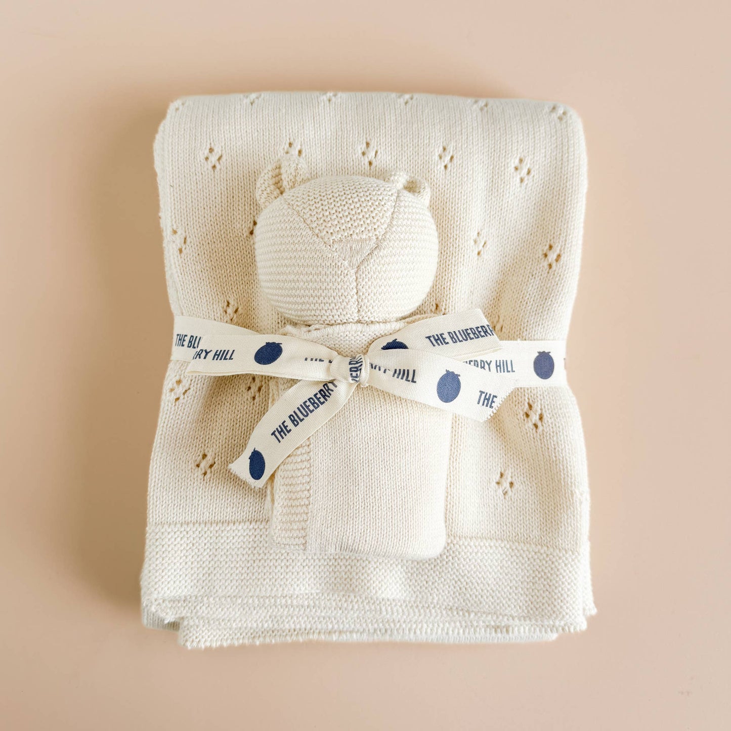 Gift Set Pique Blanket with Bear Lovey, Cream Organic Cotton Baby - Après NJ