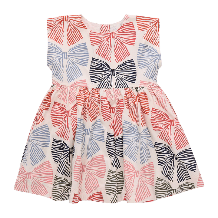Girls Adaline Dress - Multi - Striped Bows - Après NJ