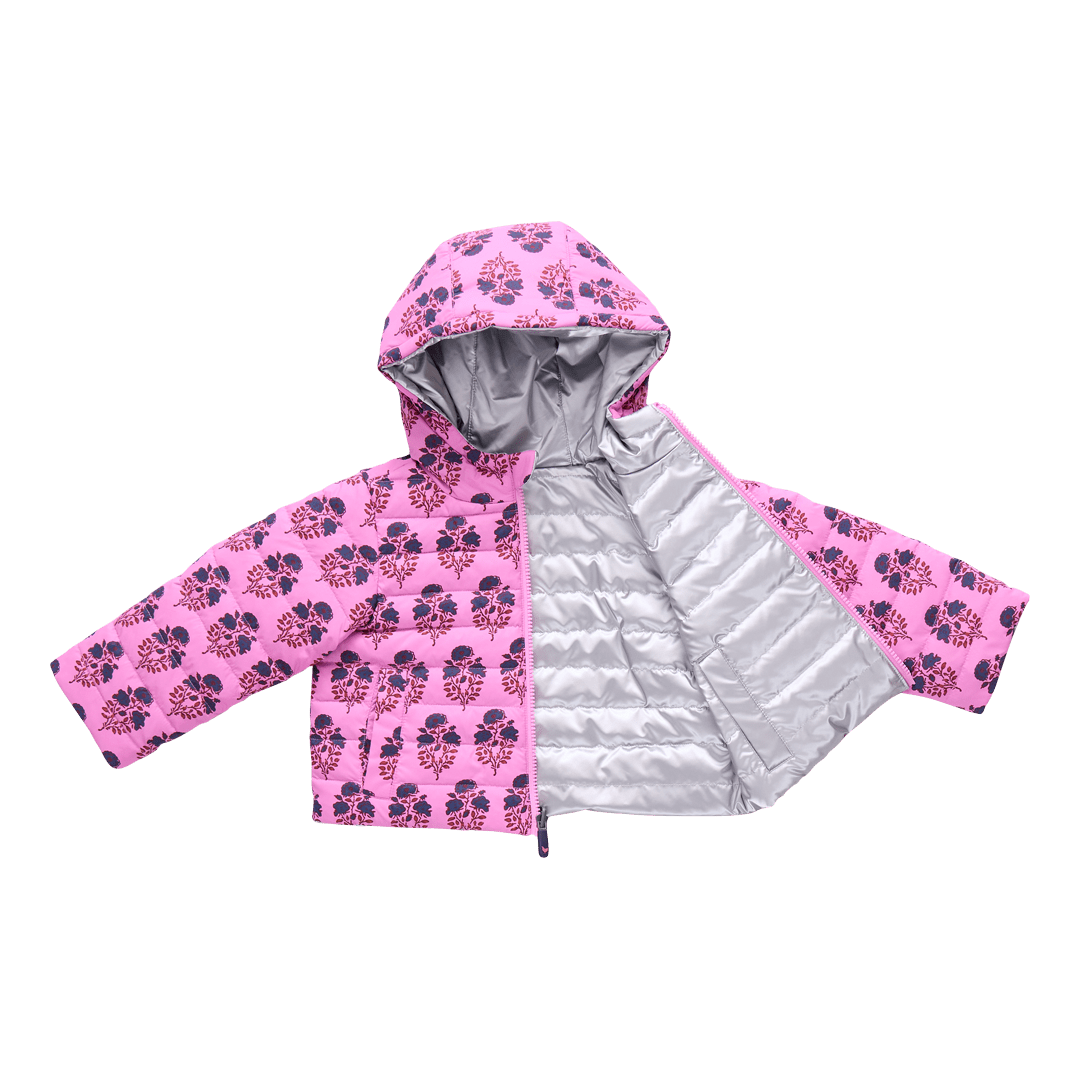 Girls Reversible Riley Jacket - Pink Strawflower - Après NJ