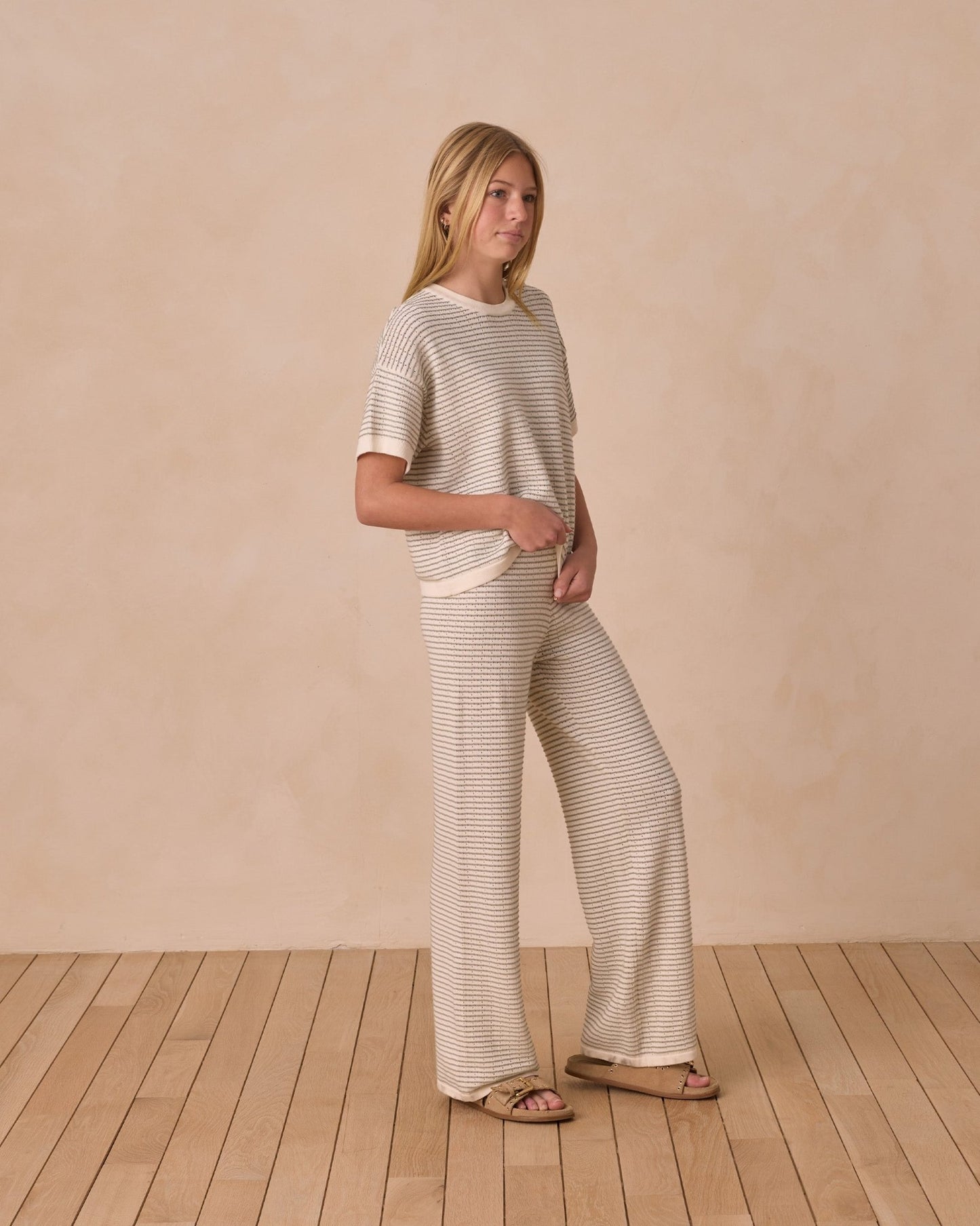 Knit Wide Leg Pant in Sage stripe - Après NJ