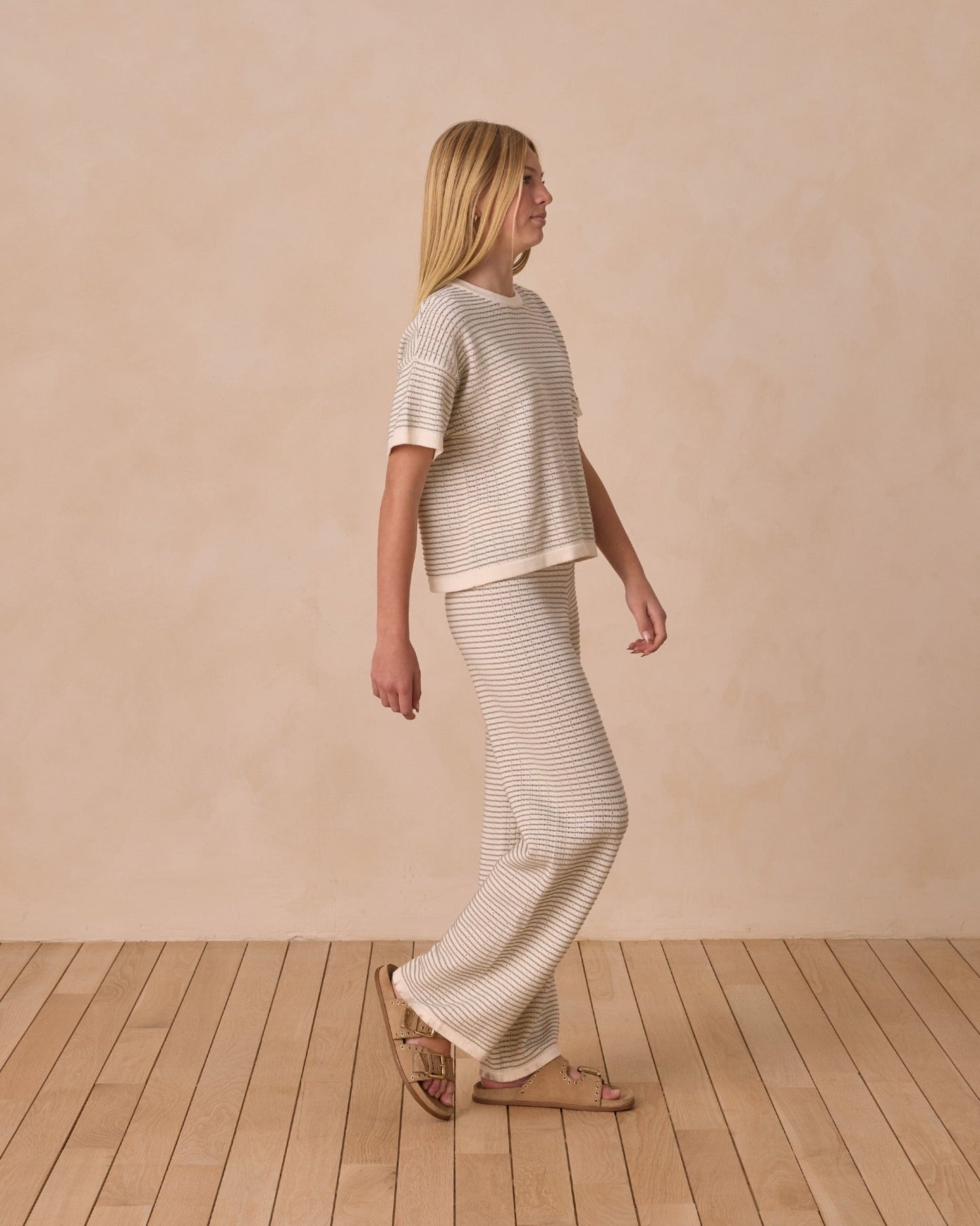 Knit Wide Leg Pant in Sage stripe - Après NJ