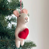Mouse Holding Heart Ornament - Après NJ