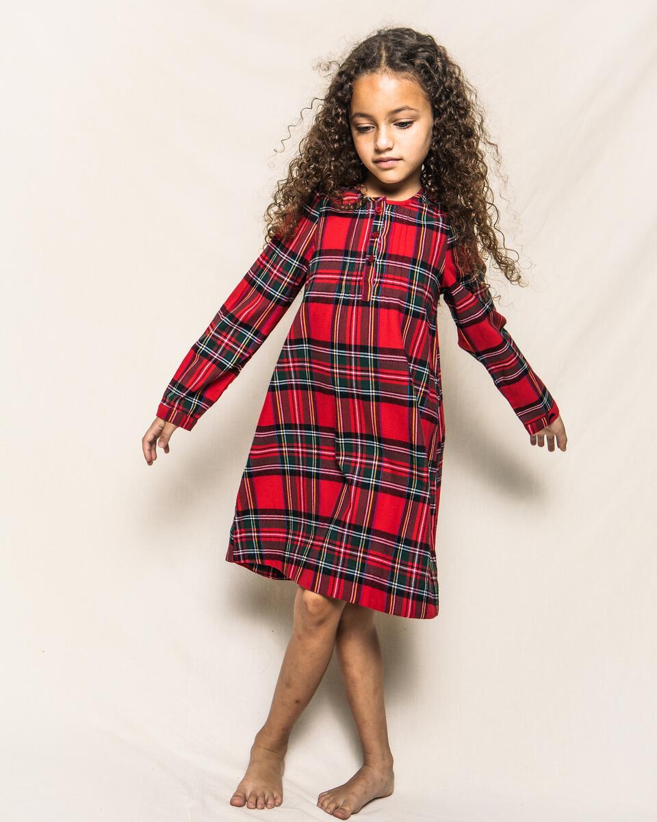 Girl in Imperial Tartan nightgown