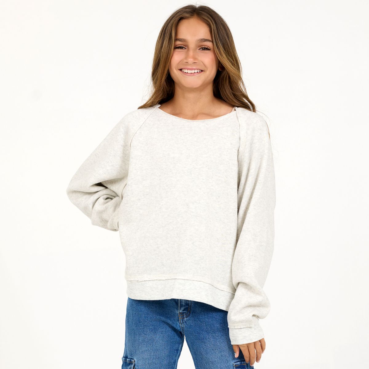 Grey Hi Lo Off-shoulder Sweatshirt