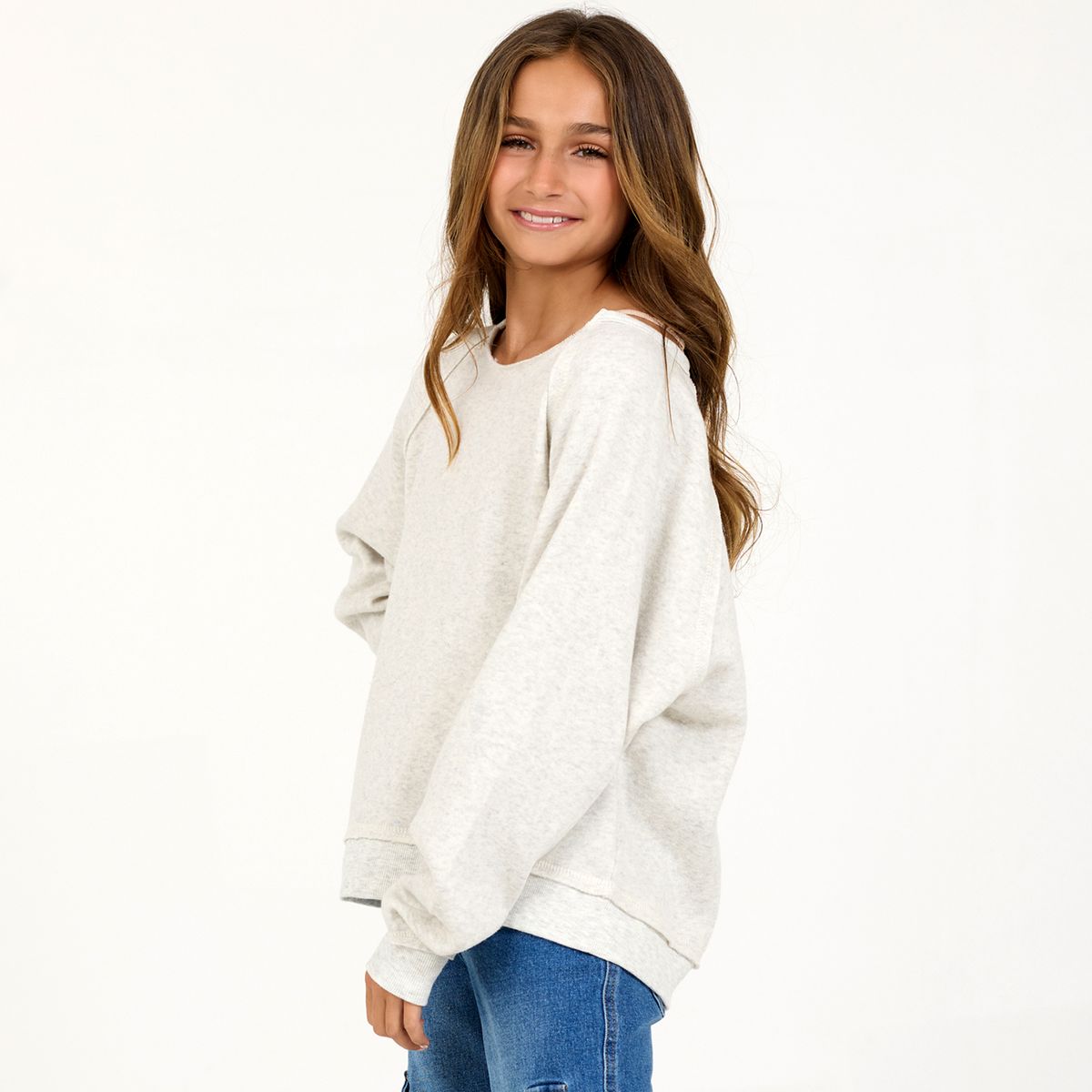 Grey Hi Lo Off-shoulder Sweatshirt