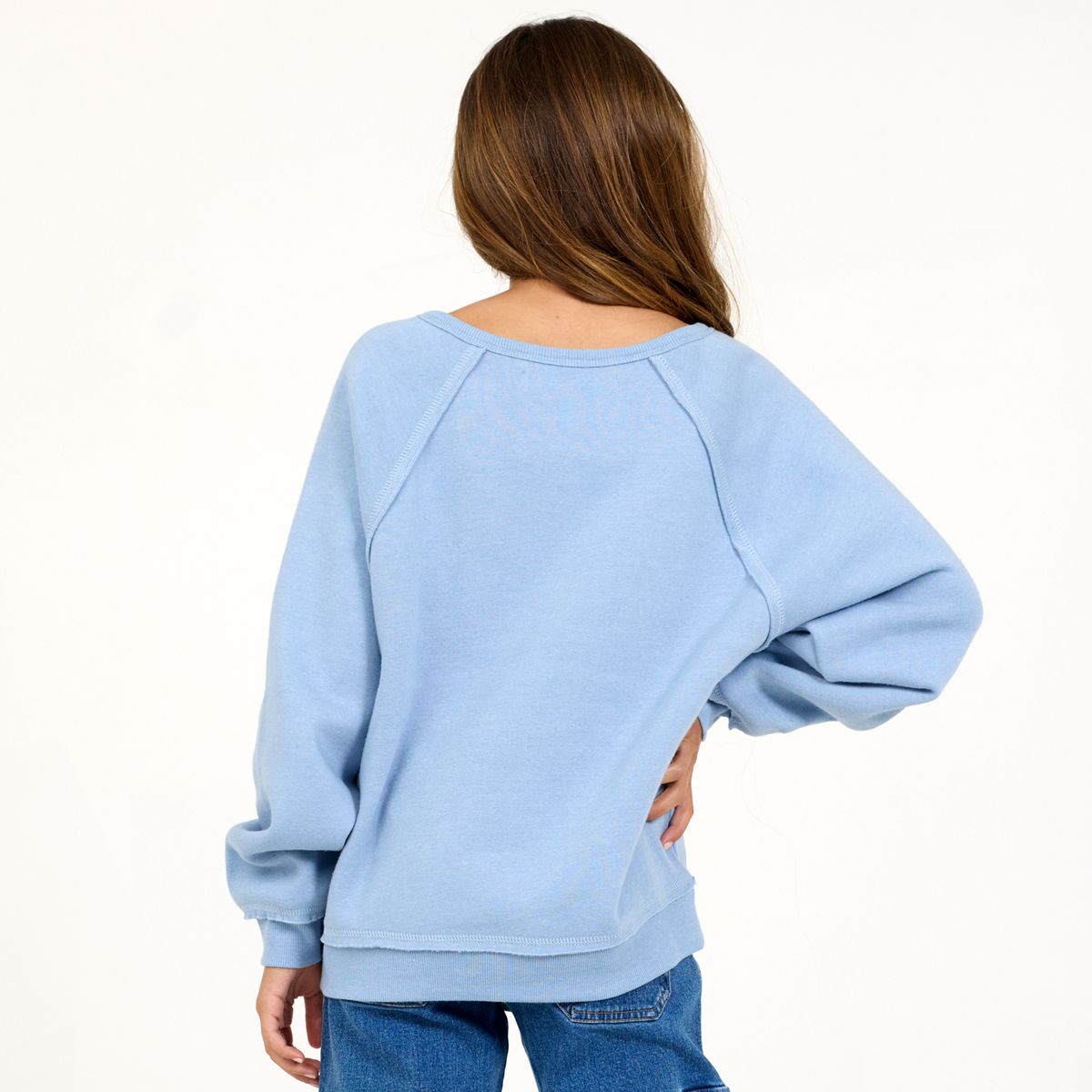 Blue Off-shoulder Sweatshirt