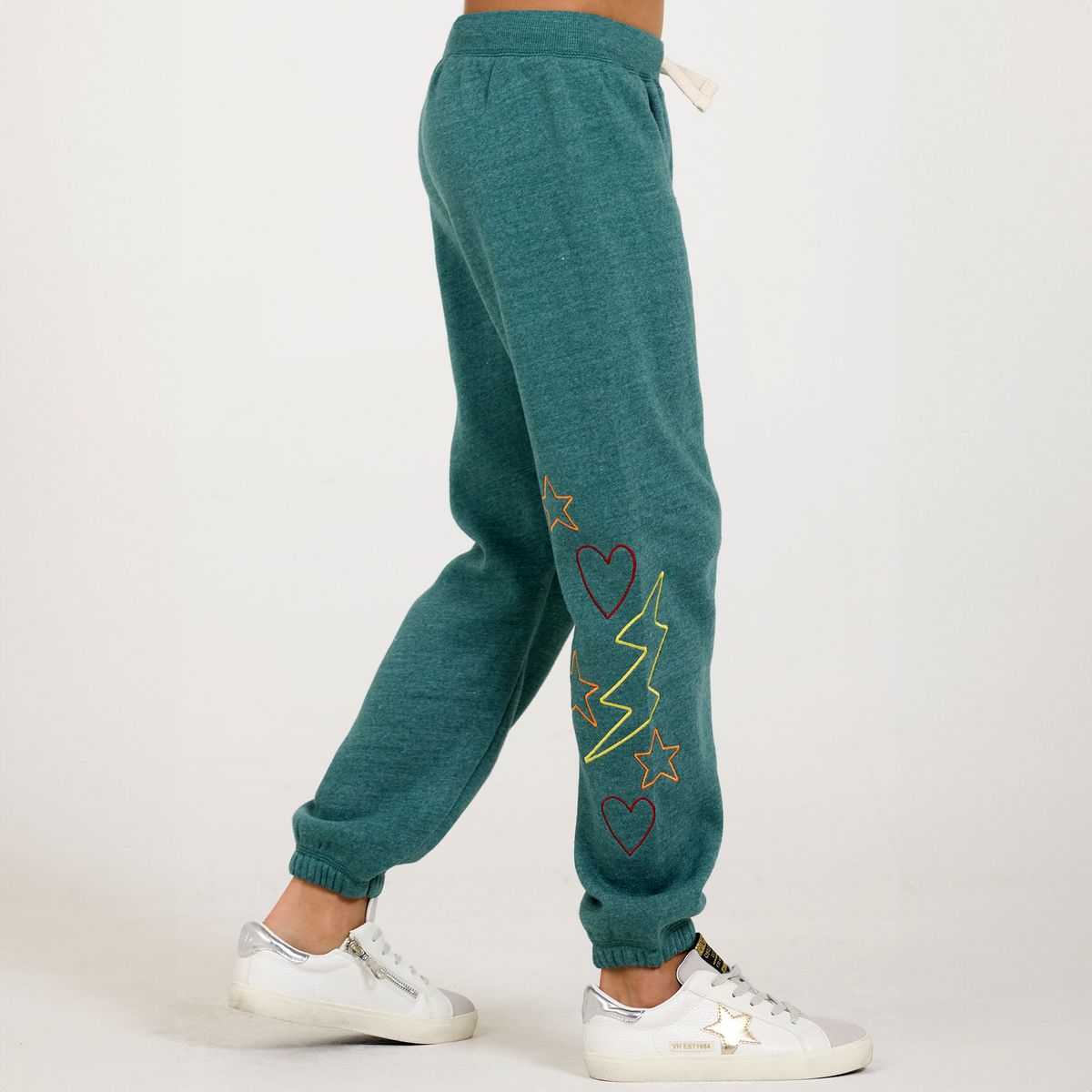 Lightning Heart Star Embroidered Joggers