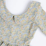 Watercolor Floral 3/4 Sleeve Collared Twirl Dress