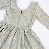 Watercolor Floral 3/4 Sleeve Collared Twirl Dress