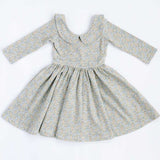 Watercolor Floral 3/4 Sleeve Collared Twirl Dress