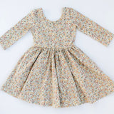 Bella Brown 3/4 Sleeve Twirl Dress