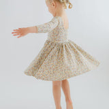 Bella Brown 3/4 Sleeve Twirl Dress