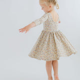 Bella Brown 3/4 Sleeve Twirl Dress