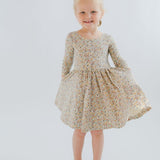 Bella Brown 3/4 Sleeve Twirl Dress