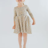 Bella Brown 3/4 Sleeve Twirl Dress