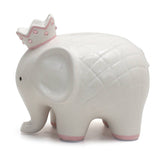 White With Pink Elephant Bank