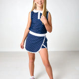 Navy Polka Dot Girly Girl Tank