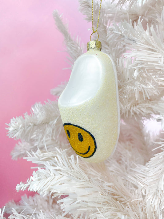 Yellow Smiley face slipper ornament