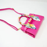 Hot Pink Crocodile Scarf Handbag