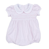 Mini Stripes Smocked Bubble - Pink
