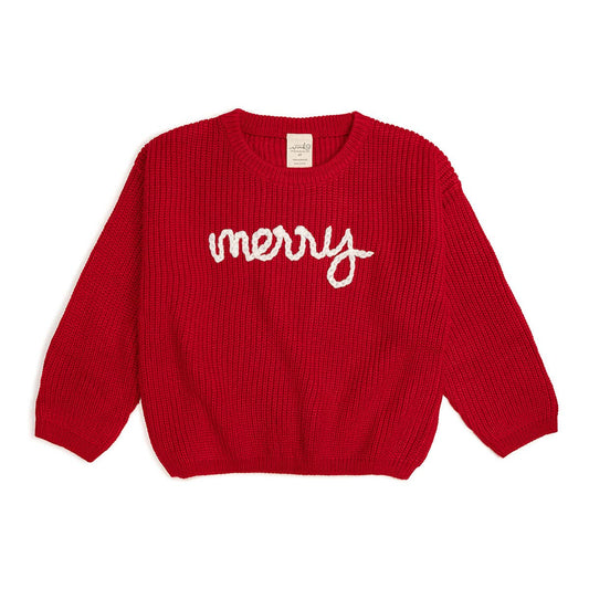 Red Yarn Knit Merry Sweater