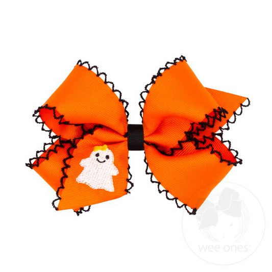 Orange Ghost Bow with White Moonstitch Edge