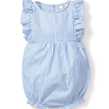 Twill Ruffled Romper in French Blue