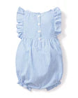 Twill Ruffled Romper in French Blue