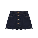 Scallop Mini Skirt- Dark Indigo