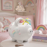 Unicorn and Rainbows Large  Piggy Bank