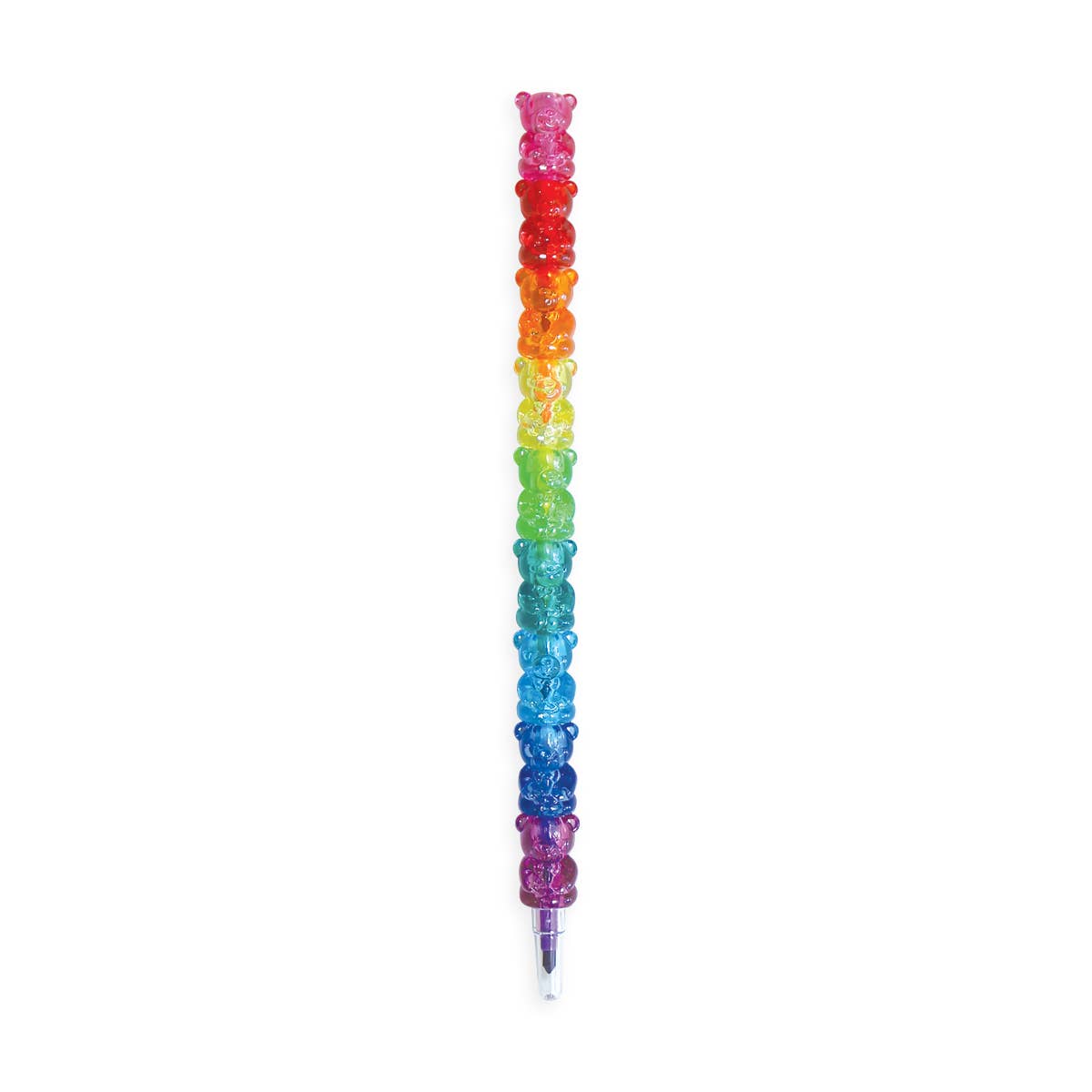 Rainbow colored stacking gummy bear crayons