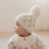Bitty Blooms White Beanie Hat