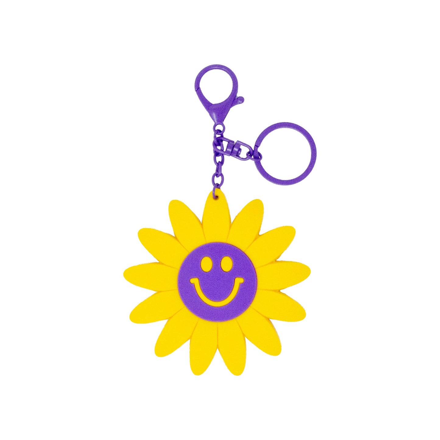 Happy Face Smiley Flower Keychain