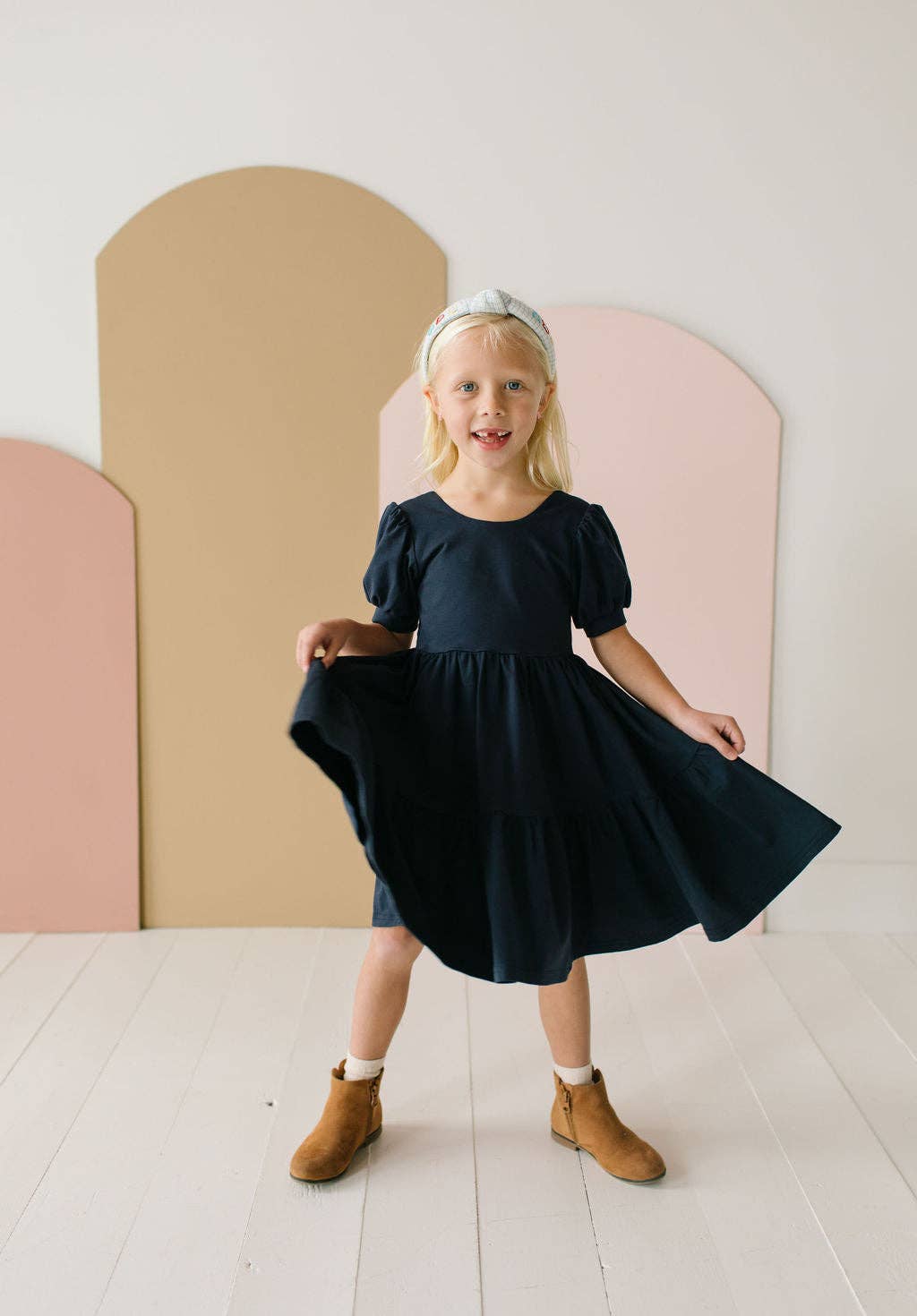 Puff Dress in Navy