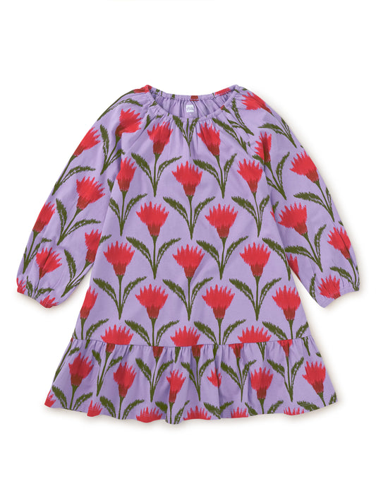 Blouson Sleeve Dress - Ikat Thistle