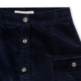 Corduroy Button Front Skirt - Navy