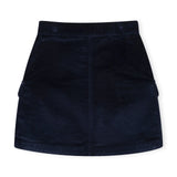 Corduroy Button Front Skirt - Navy