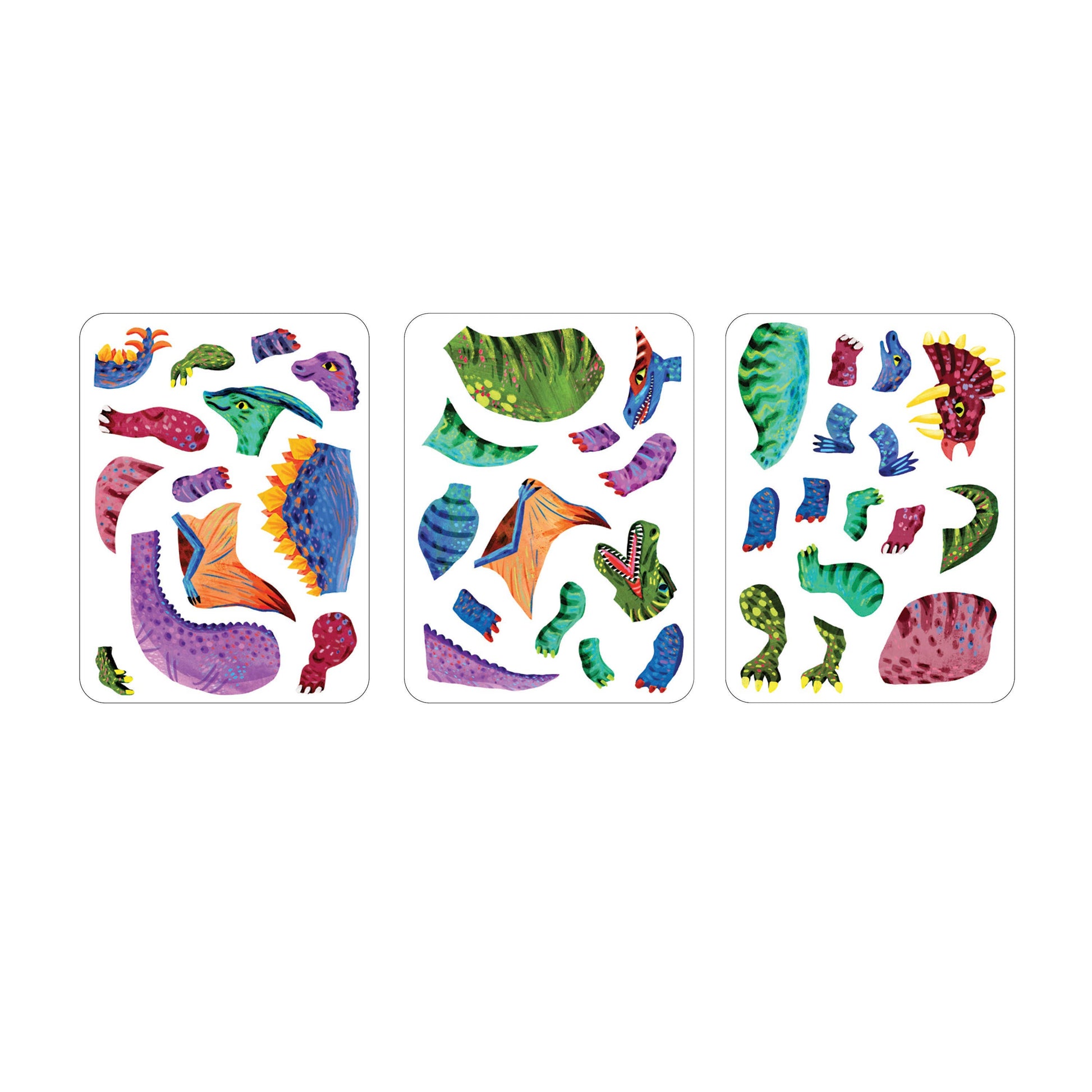 Sample of multicolored dino magnets