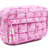 Quilted Scrunchies Strawberry Printed Pouch
