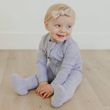 Rib Knit Zip-Up Footie Pajama - Periwinkle