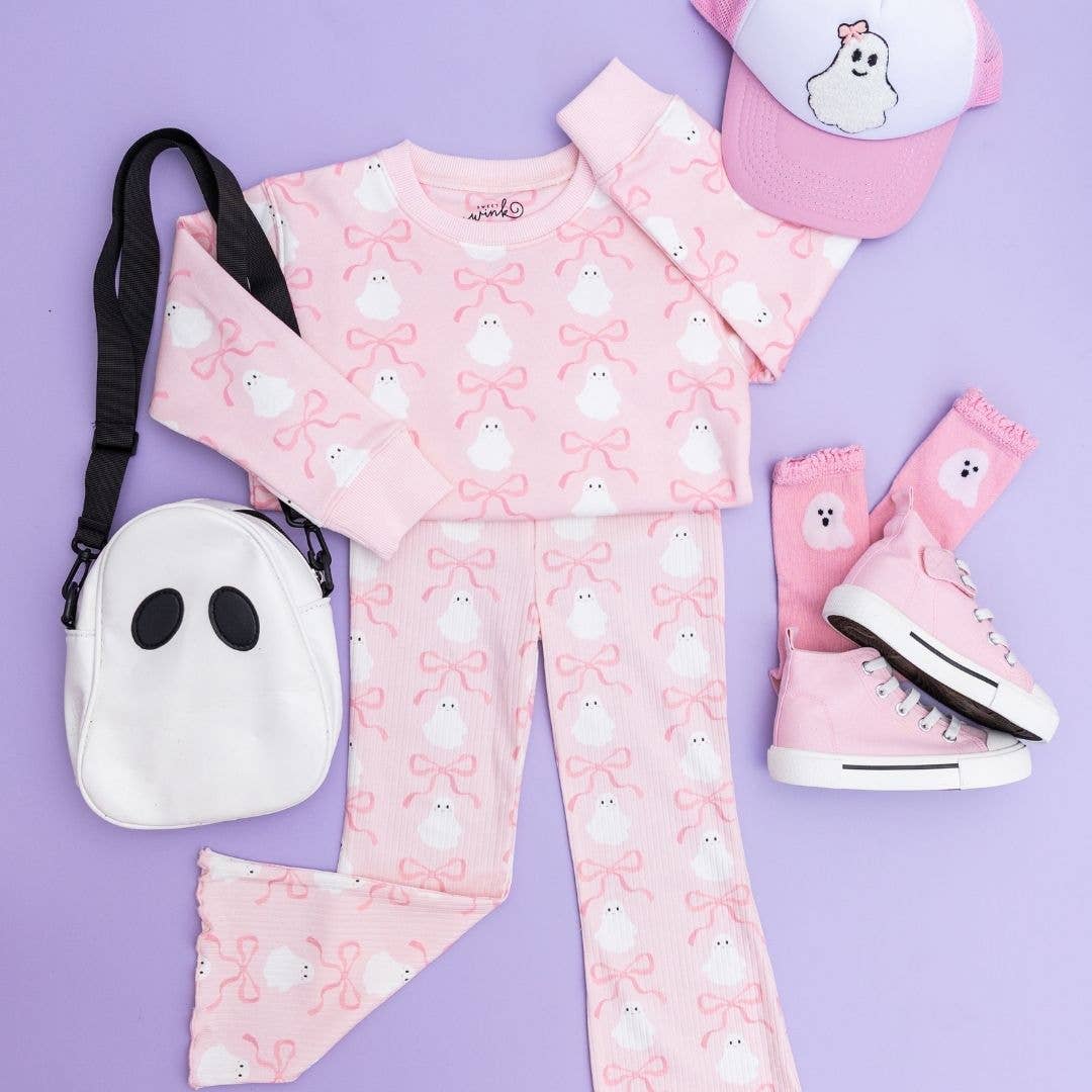 Pink Coquette Ghost Patch Halloween Trucker Hat