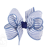 Seersucker Hair Bow Pink and Navy