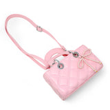 Quilted Rectangle Bow Charm Handbag