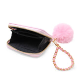 Quilted Chain Strap Wallet with Pom-Pom